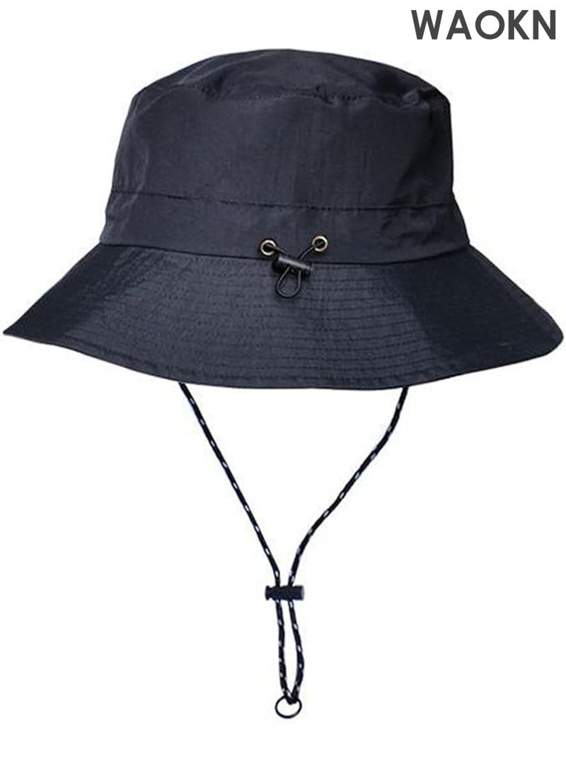 WAOKN Unisex UPF 50+ Sun Hat for Men & Women - Wide Brim Bucket Hat with Breathable Mesh Panels - UV Protection Outdoor Hat for Fishing, Hiking, Beach, Gardening - Adjustable Sweatband & Foldable Design (Black) - Image 1