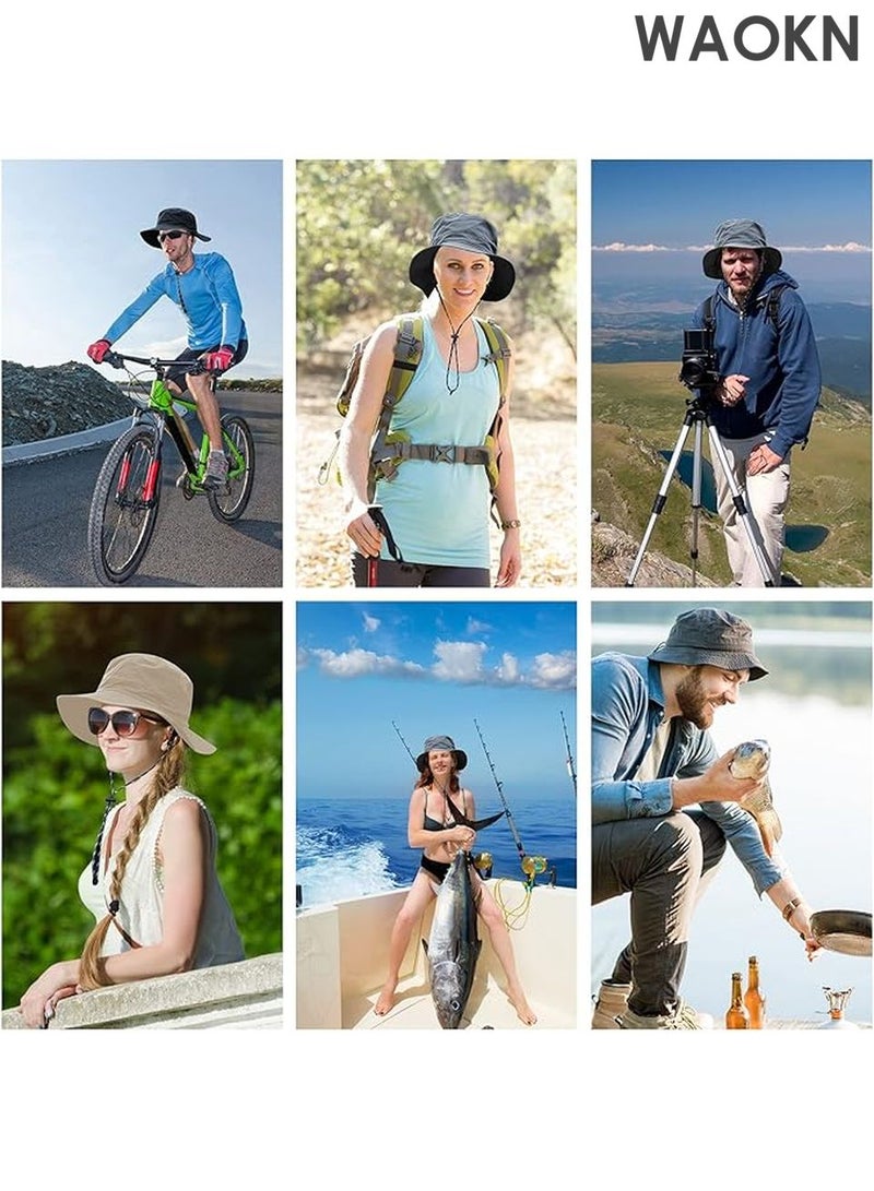 WAOKN Unisex UPF 50+ Sun Hat for Men & Women - Wide Brim Bucket Hat with Breathable Mesh Panels - UV Protection Outdoor Hat for Fishing, Hiking, Beach, Gardening - Adjustable Sweatband & Foldable Design (Black) - Image 5