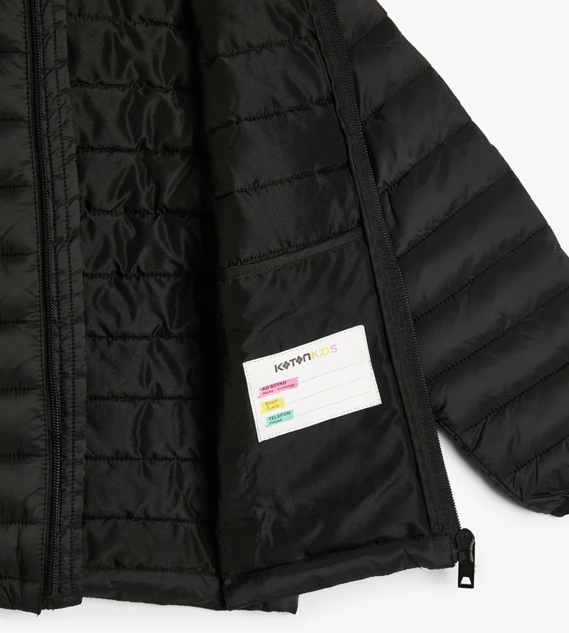 KOTON Puffer Jacket Hooded Pocket Zippered