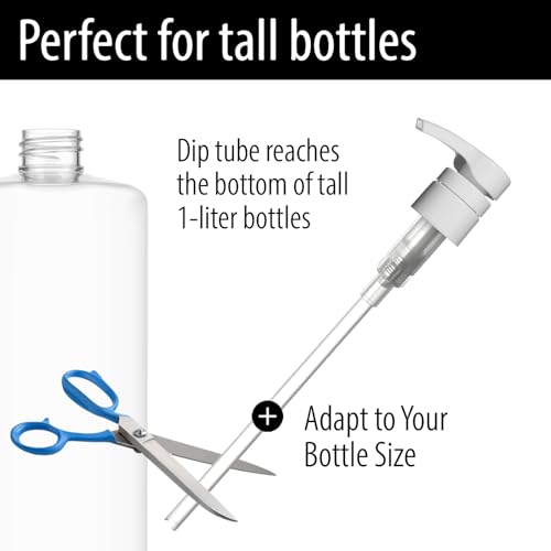 Bar5F Shampoo & Conditioner Pumps for 1 L / 33.8 oz Bottles | Fits 1″ Neck | Replacement Pump Top for Soap, Lotion & Body Wash (2-Pack White (Jet)) - Image 3