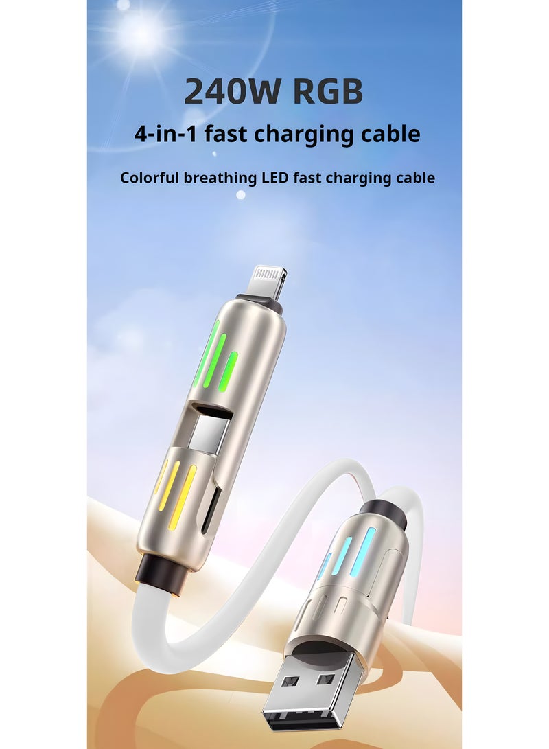 أضف هذا كابل شحن سريع للغاية للهواتف المحمولة 4 في 1 بقوة 240 واط بطول 1.5 إلى 2 متر - Image 4