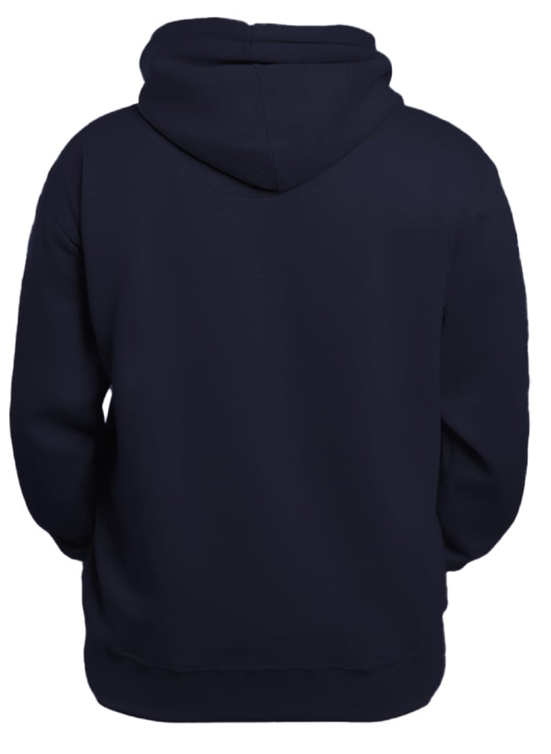 LEOTUDE Loopknit Hooded Neck Men's Regular Fit Full Sleeve Sweatshirt with Side Pockets (Color Navy) - Image 2