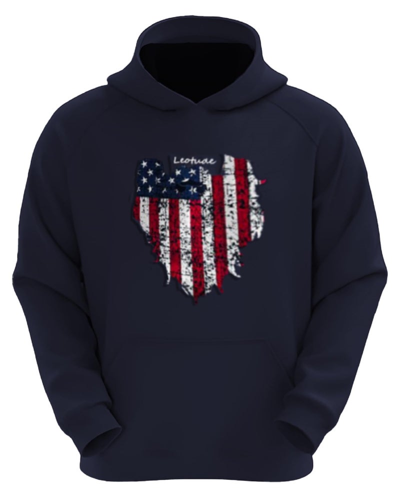 LEOTUDE Loopknit Hooded Neck Men's Regular Fit Full Sleeve Sweatshirt with Side Pockets (Color Navy) - Image 1