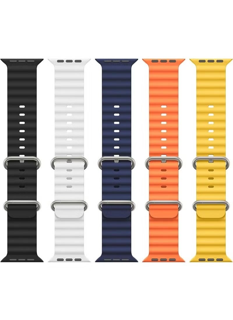Generic - 5 Pack Ocean Band Compatible with Apple Watch Ultra Band 49mm 45mm 44mm 42mm Men Women, Soft Silicone Sport Band Replacement Strap for Apple Watch Ultra iWatch Series 8 7 SE 6 5 4 3 2 1 - Image 1