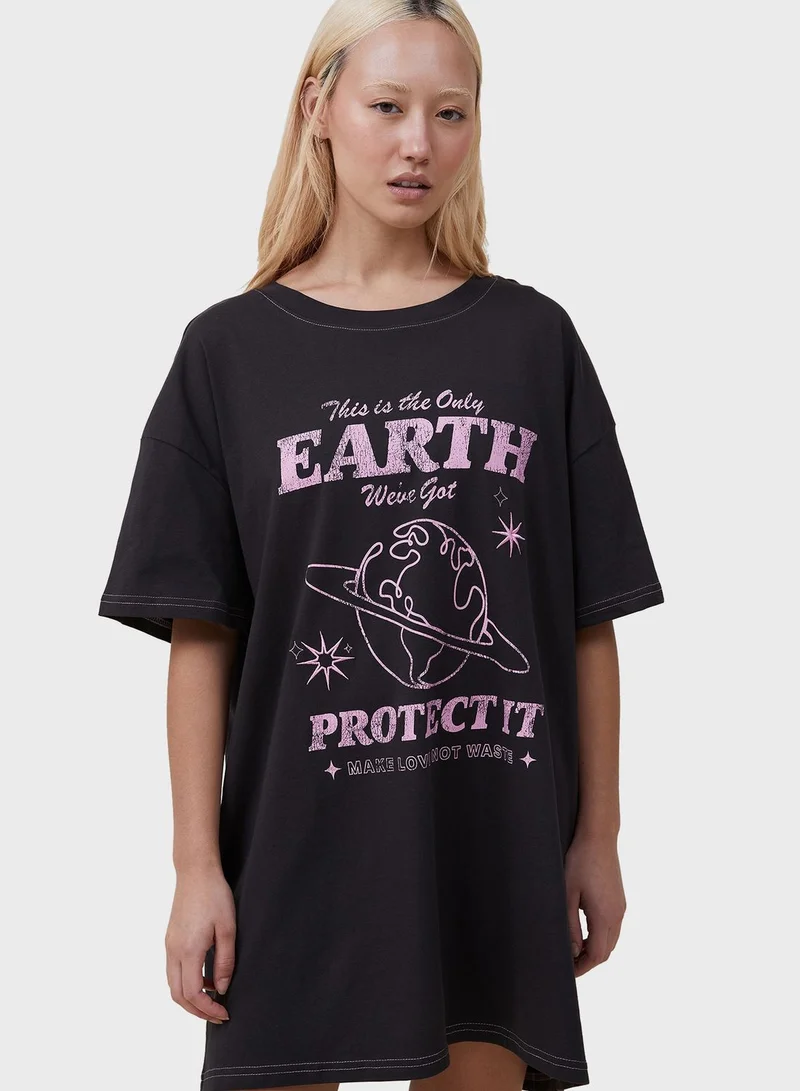 Cotton On Body Round Neck Graphic Nightdress