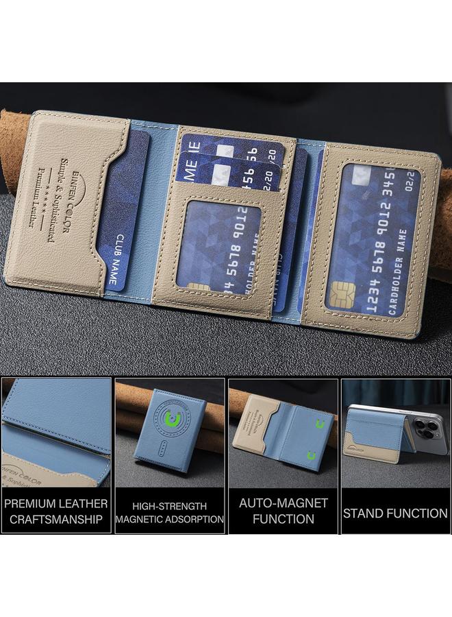 زبون حافظة بطاقات جلدية أفقية مغناطيسية متوافقة مع الألوان - Image 5