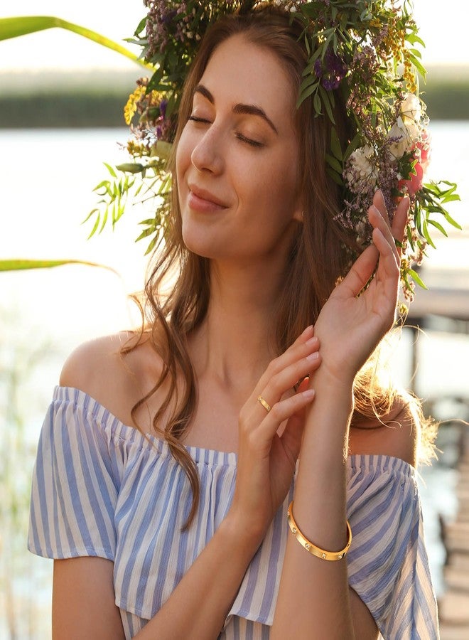 MPRAINBOW خواتم وأساور ذهبية MPRAINBOW للنساء، سوار صداقة مطلي بالذهب عيار 18 مع خاتم مجموعة مجوهرات من زركونيا مكعبة، هدايا لحفلات الزفاف وأعياد الميلاد لصديقتها - Image 4