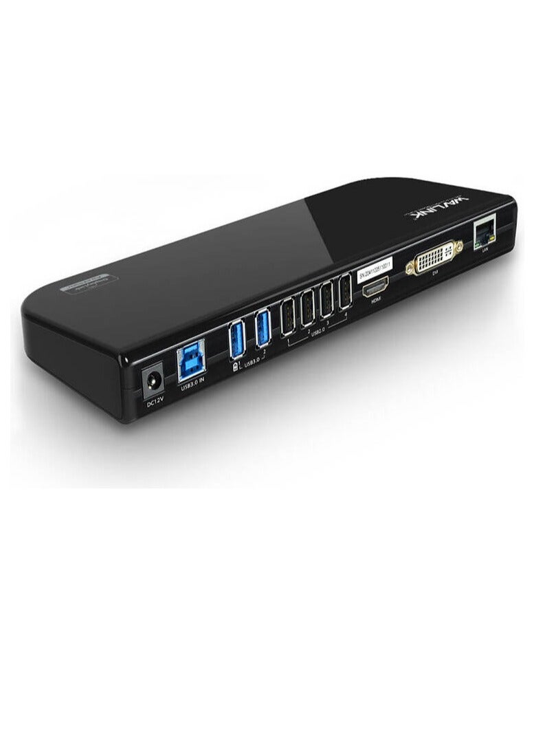 Wavlink UG39DK1 Black Dual 2K USB 3.0 Universal Docking Station, Black | WL-UG39DK1 - Image 1