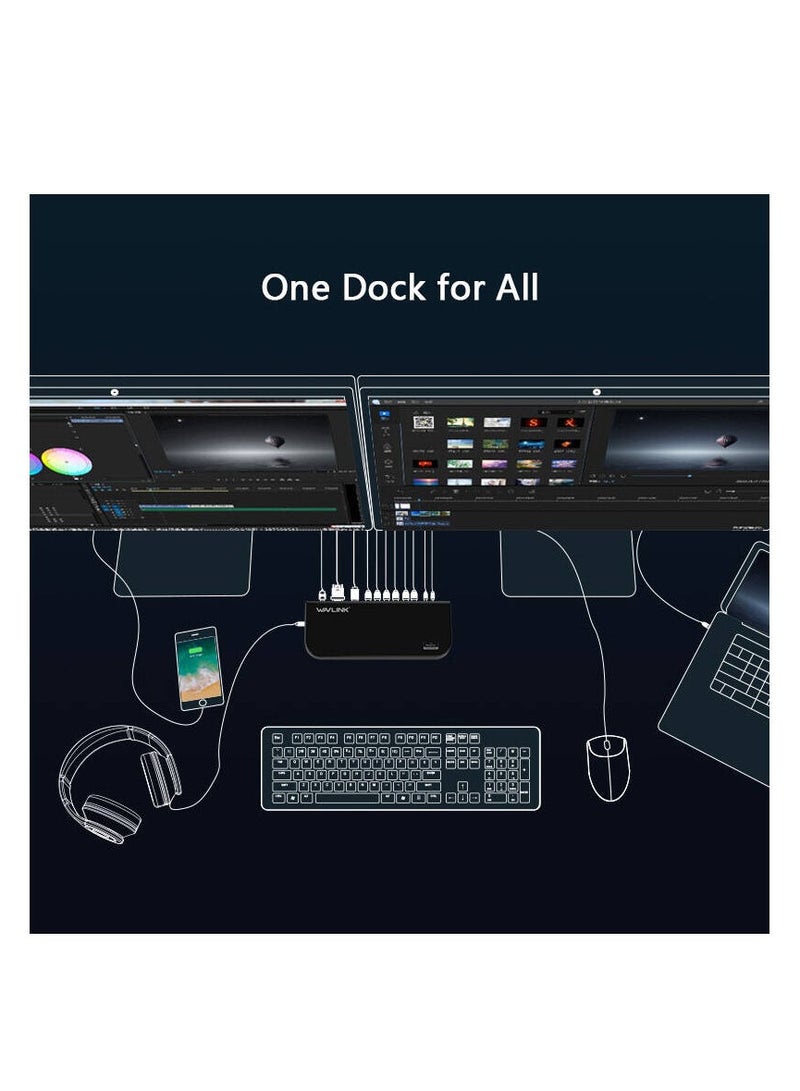 Wavlink UG39DK1 Black Dual 2K USB 3.0 Universal Docking Station, Black | WL-UG39DK1 - Image 5
