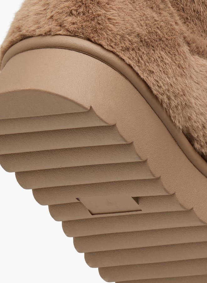 Celeste Womens Textured Slip-On Ankle Boots with Platform Heel - Image 5