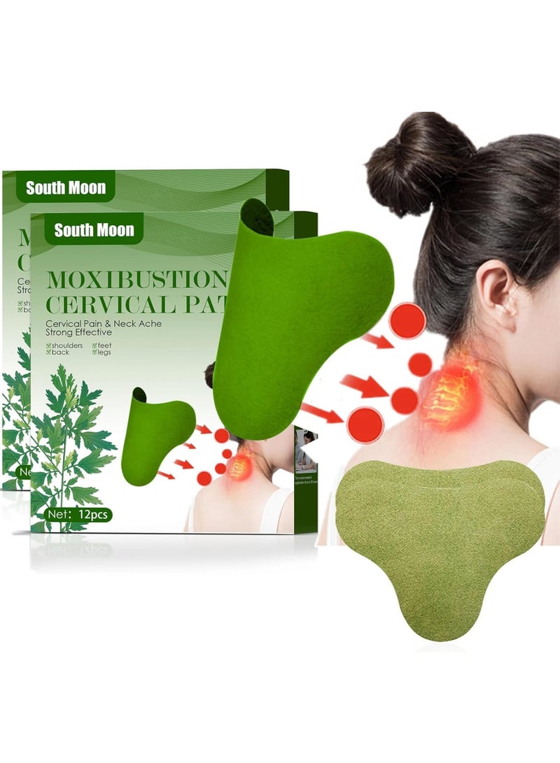 KASTWAVE Pain Relief Patches for Neck Knee, 24 Pcs Count Warming Herbal Plaster Moxibustion Deep Heat Patches, Strength Heat Patches, 8 Hours Deep Heating Extra Strength for Neck, Knee, Back, Shoulder  - Image 1