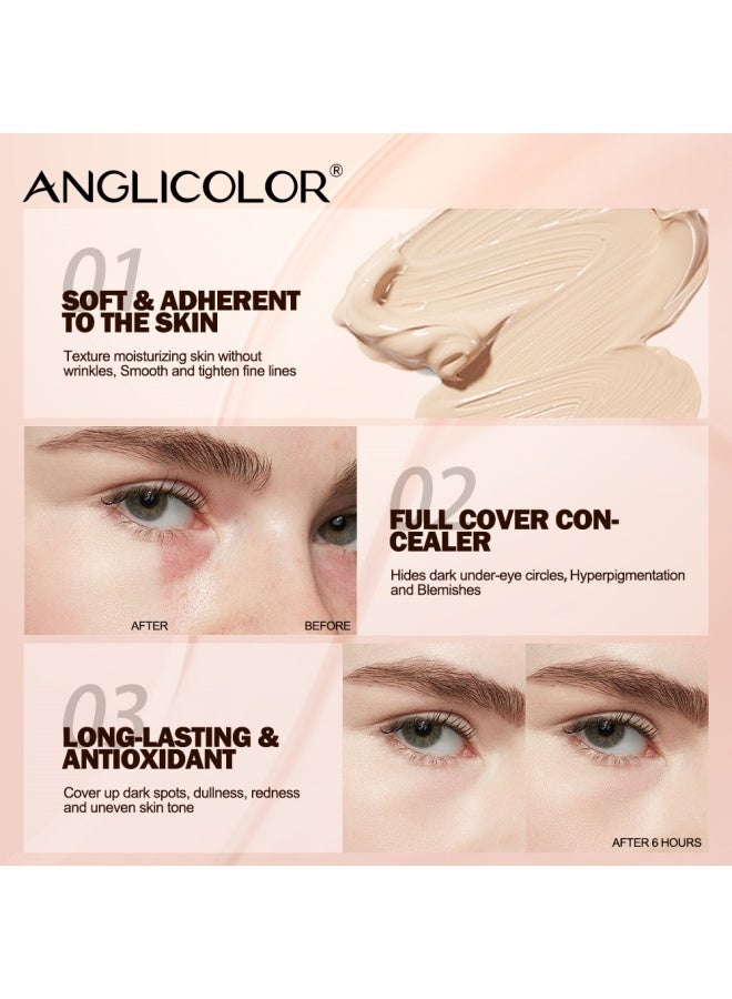 Anglicolor Liquid Concealer, High coverage, Effectively Covers Dark Circles and Fine Lines, Natural and Long-Lasting, Waterproof and Smudge-proof (#2.0 Light Nude) - Image 5
