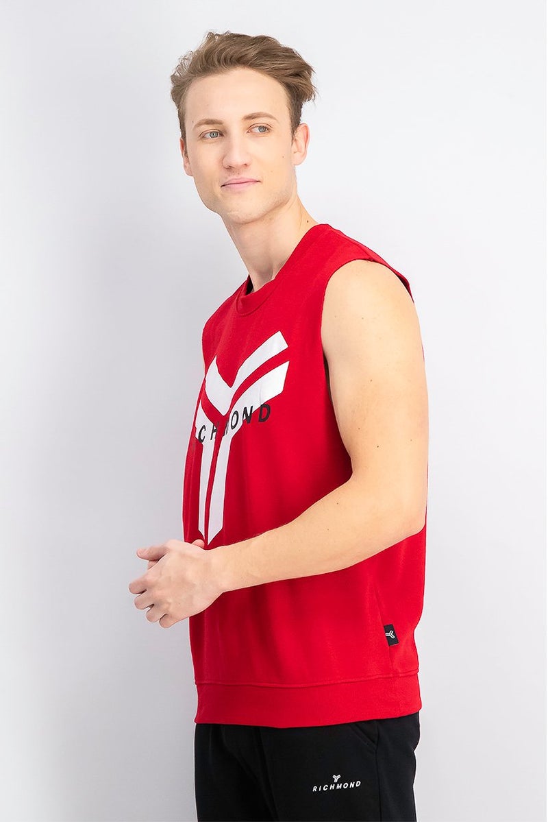 JOHN RICHMOND Men Sportswear Fit Sleeveless Training Shirt, Red - Image 2
