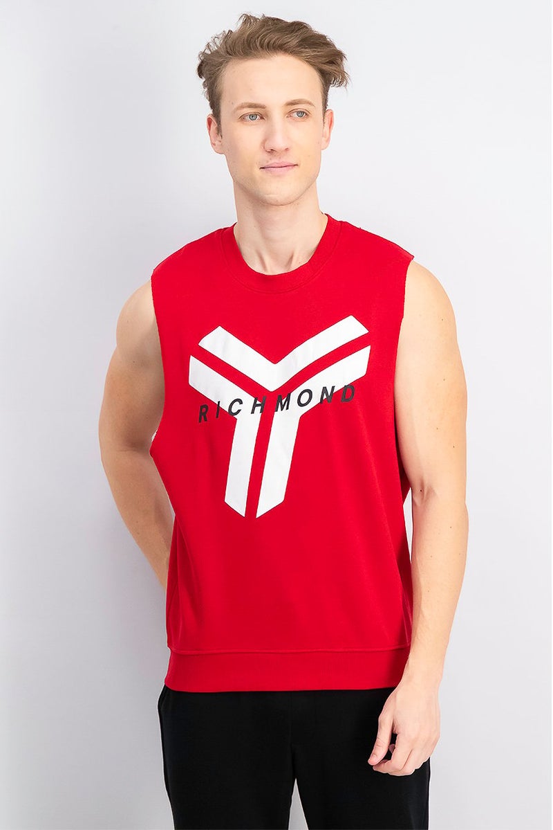 JOHN RICHMOND Men Sportswear Fit Sleeveless Training Shirt, Red - Image 1