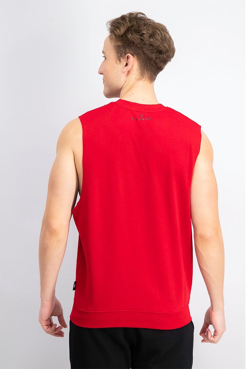 JOHN RICHMOND Men Sportswear Fit Sleeveless Training Shirt, Red - Image 3
