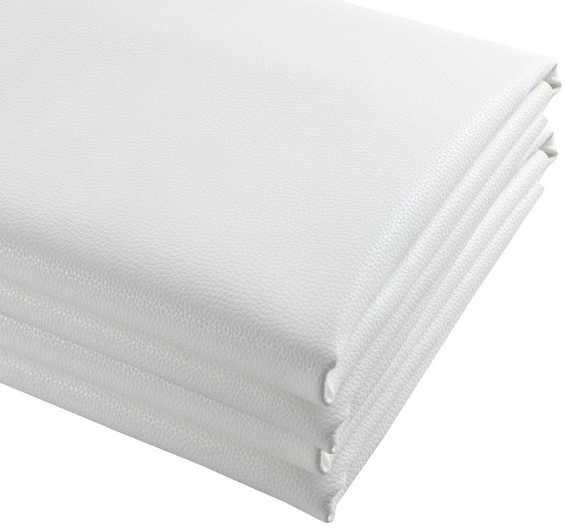 Picheng Soft Lychee Texture Faux Leather Sheets,Waterproof Synthetic Fabric Material 54" x 36" Marine Vinyl Upholstery Leather for Replacement Renovate,Upholstery Car,DIY Crafts (White) - Image 1