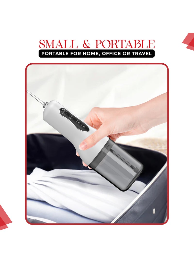 Choosey Portable Water Dental Flosser for Teeth - 260ML Cordless Oral Irrigator with 4 Tips, 4 Cleaning Modes, Rechargeable via Type-C, Travel-Friendly Electric Water Flosser for Braces, IPX65 Waterproof, WHITE - Image 4