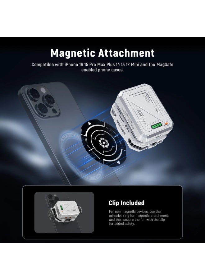 Neewer Magnetic Phone Cooler with 5000mAh Battery, NEEWER BASICS Portable Phone Cooling Fan for Gaming, Streaming, Vlogging, Video Recording, Compatible with iPhone 16 15 Pro Max 14 13 12 MagSafe & Android Smartphones | Lightweight Mobile Cooling Accessory - Image 5