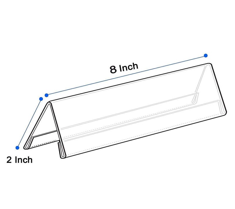 Shuban Clear Acrylic Desk Name Plate Holder – 20 Pack 2-Sided 08 Inch x 02 Inch V-Shaped Display Stand for Name Plates, Table Place Cards, Signs & Labels – Reusable for Office, Business, Weddings, Restaurants & Schools - Image 2