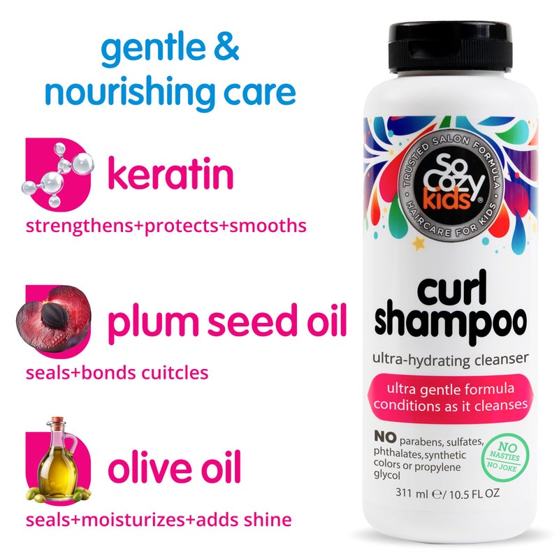 SO COZY SoCozy Curl Shampoo | For Kids Hair | Ultra-Hydrating Cleanser | No Parabens, Sulfates, Synthetic Colors or Dyes, Sweet-CrÃ¨me, 10.5 Fl Oz - Image 3