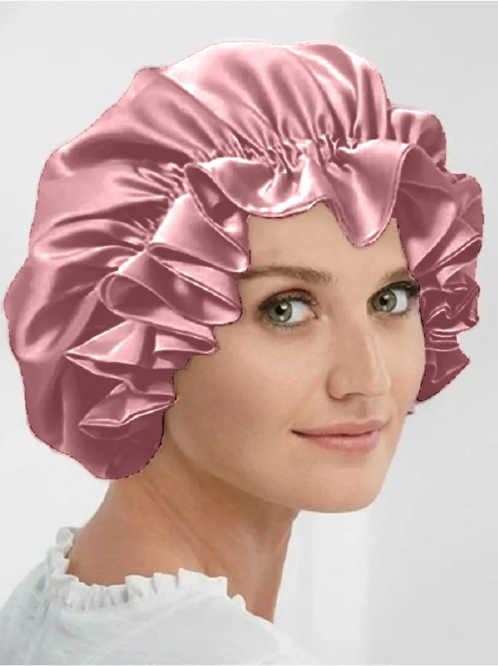 اس بي سيزن بازار Double Sided Silk Satin Hair Care and Sleeping Cap Bandana-Cream - Dusty Rose
