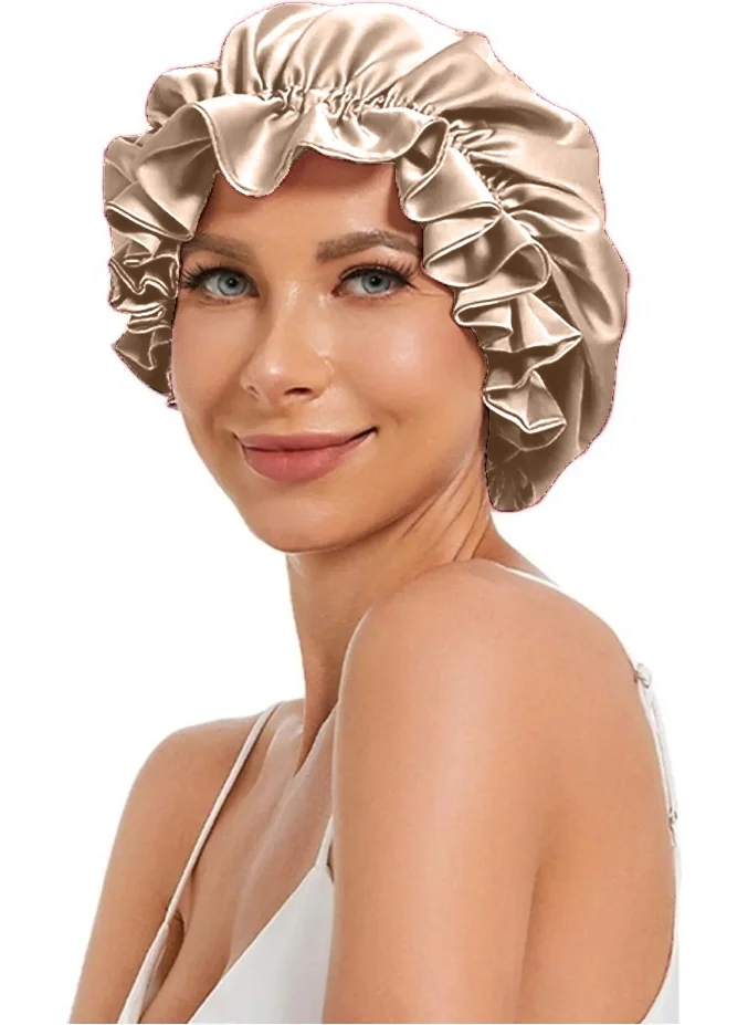 Sb Sizinbazar Double Sided Silk Satin Hair Care and Sleeping Cap Bandana-Cream - Dusty Rose