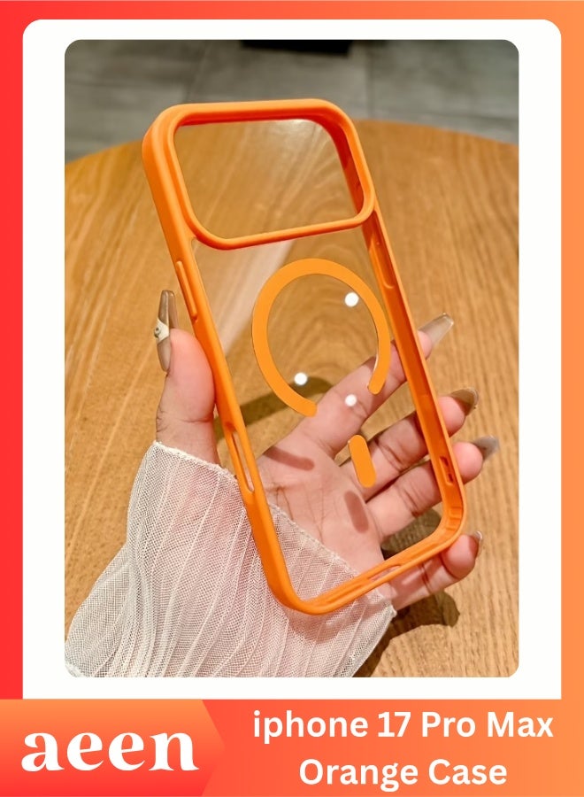 aeen iPhone 17 Pro Max Magnetic Phone Case – Orange Luxury Wireless Charging Protective Cover, Scratch-Resistant Slim Fashion Case for Daily Use - Image 1