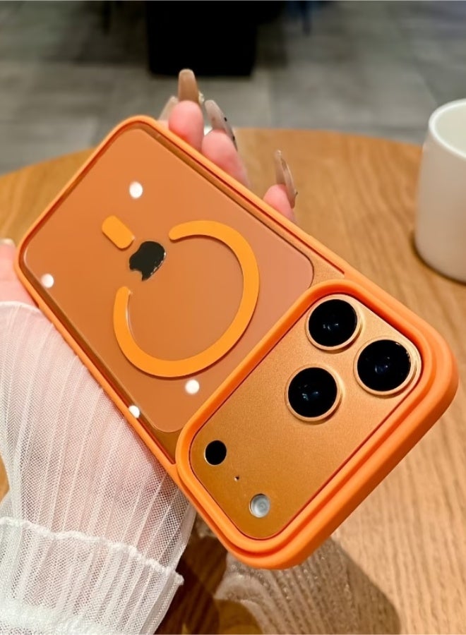 aeen iPhone 17 Pro Max Magnetic Phone Case – Orange Luxury Wireless Charging Protective Cover, Scratch-Resistant Slim Fashion Case for Daily Use - Image 2