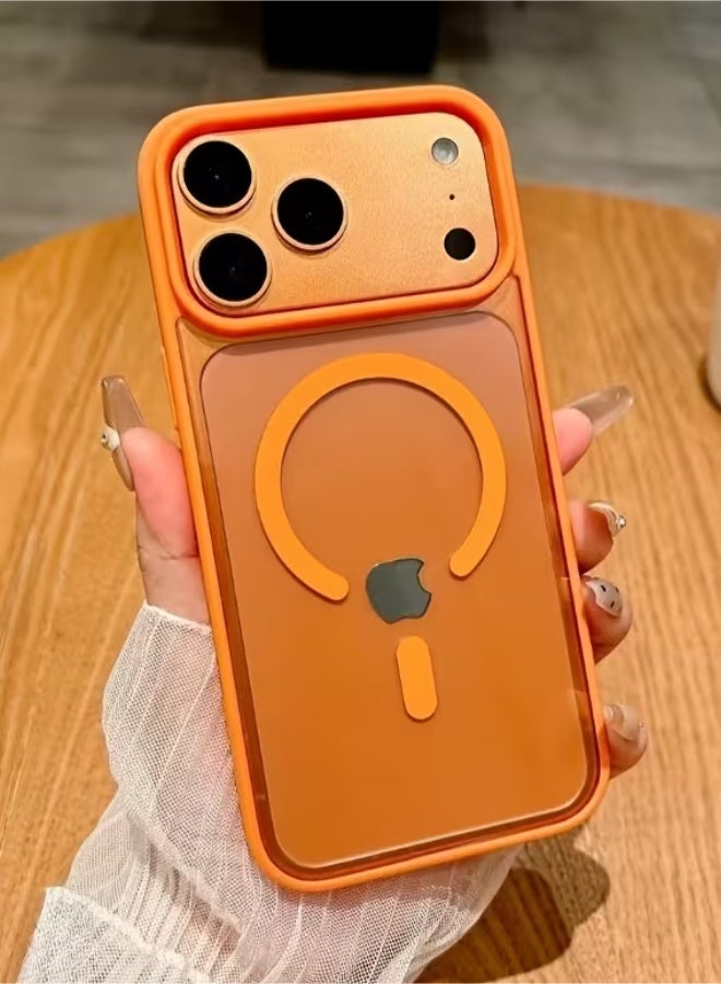 aeen iPhone 17 Pro Max Magnetic Phone Case – Orange Luxury Wireless Charging Protective Cover, Scratch-Resistant Slim Fashion Case for Daily Use - Image 3