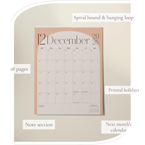 Paper Play Wall Calendar 2026-2027 Hanging Calendar - Jan 2026 to Jun 2027, 13.5 x 11 Inches 18 Months Spiral Twin-Wire Binding Calendar Planner, Large Writing Blocks with Holidays - Image 3
