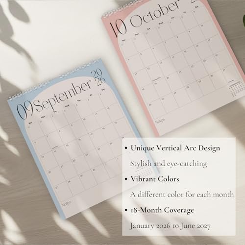 Paper Play Wall Calendar 2026-2027 Hanging Calendar - Jan 2026 to Jun 2027, 13.5 x 11 Inches 18 Months Spiral Twin-Wire Binding Calendar Planner, Large Writing Blocks with Holidays - Image 5