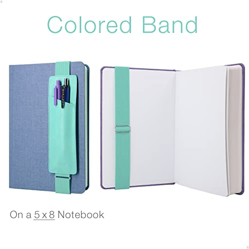 diodrio Adjustable Elastic Band Pen Holder, Pencil Holder, Pen Sleeve Pouch for Hardcover Journals, Notebooks, Planners, Binders, Fit Notebooks from 8" to 11” in Height, PU Leather, Detachable, Mint - Image 3