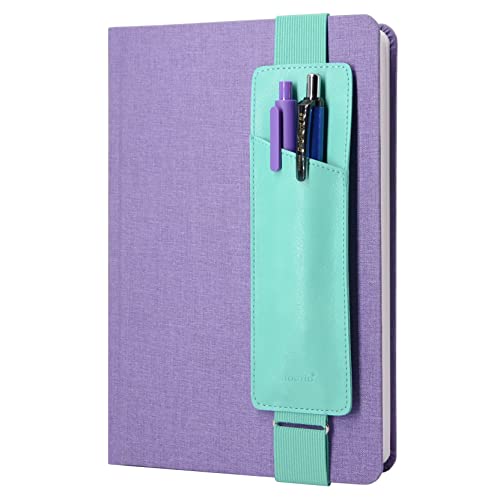 diodrio Adjustable Elastic Band Pen Holder, Pencil Holder, Pen Sleeve Pouch for Hardcover Journals, Notebooks, Planners, Binders, Fit Notebooks from 8" to 11” in Height, PU Leather, Detachable, Mint - Image 1