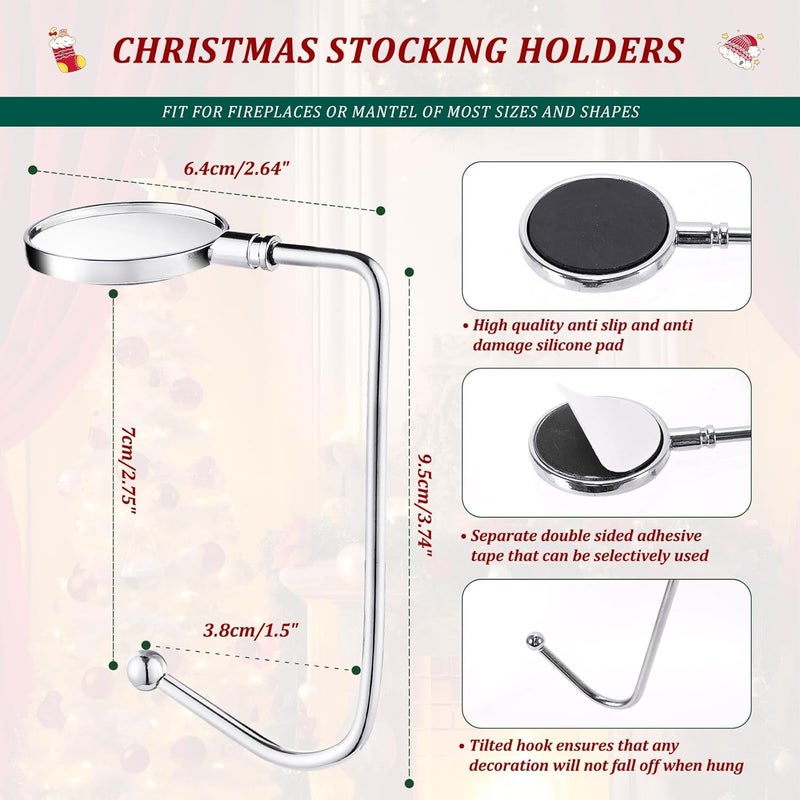 Nackiy Christmas Stocking Holders for Mantle Hooks Hanger Grip Non-Slip Safety Fireplace Hooks Mantel Hooks for Christmas Party Decoration (Silver, 3) - Image 3