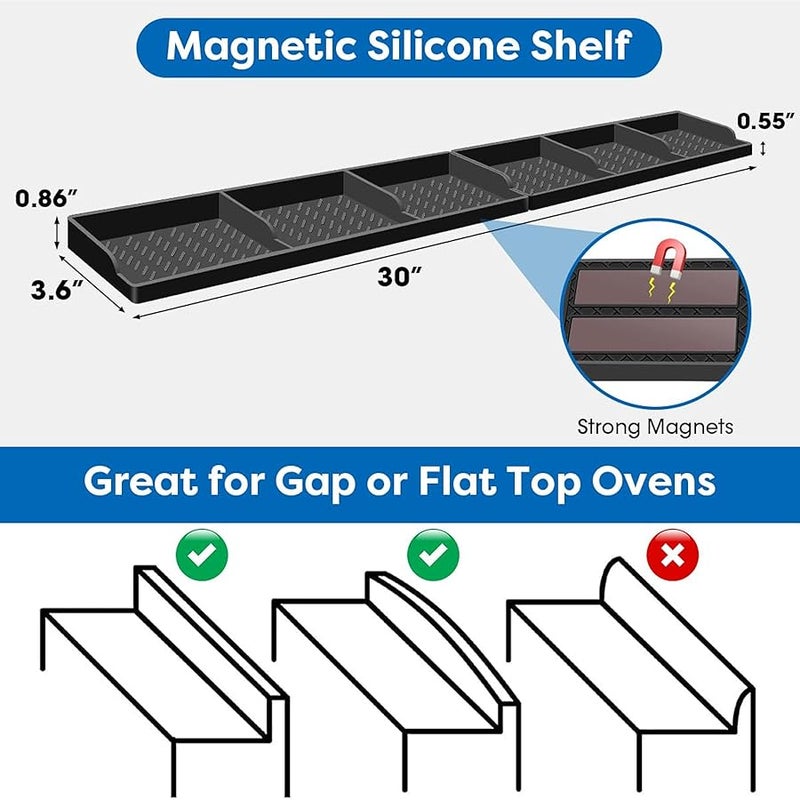 Hydream Stove Top for Silicone Shelf,30 Inch Magnetic Shelf Over the Stove Spice Rack,Kitchen Shelf for Above Stovetop Organizer Magnet Flat Back of Stove Storage Suctioned for The Stove-Black - Image 2