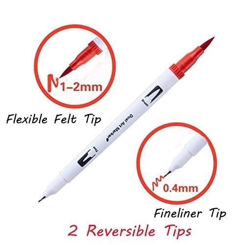 Generic QALAM KAARI Dual Tip Brush Marker PensFine and Brush Tip Colored Pens for ColoringArtSketchingBullet JournalColoring BookDrawing Set of 12  - Image 3
