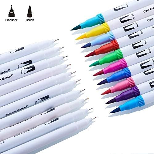Generic QALAM KAARI Dual Tip Brush Marker PensFine and Brush Tip Colored Pens for ColoringArtSketchingBullet JournalColoring BookDrawing Set of 12  - Image 2