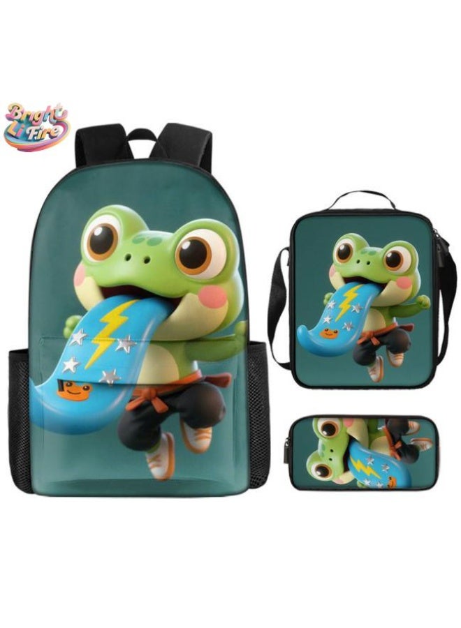 Bright Li Fire Unlock the new fashion of childish fun! Three-piece set of bags, cartoon elements for children and teenagers (students, children, friends' outings, mountain climbing, schooling, etc. can be used) - 19  - Image 1