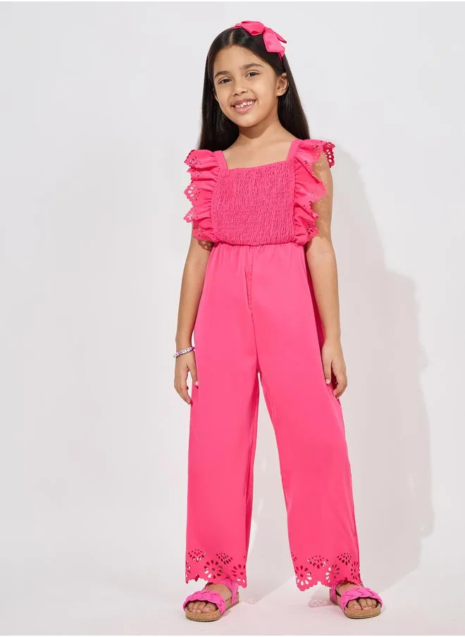 Styli Ruffled Trim Square Neck Jumpsuit