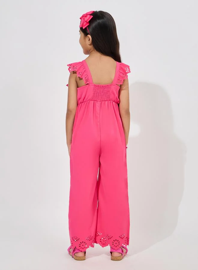 Styli Ruffled Trim Square Neck Jumpsuit