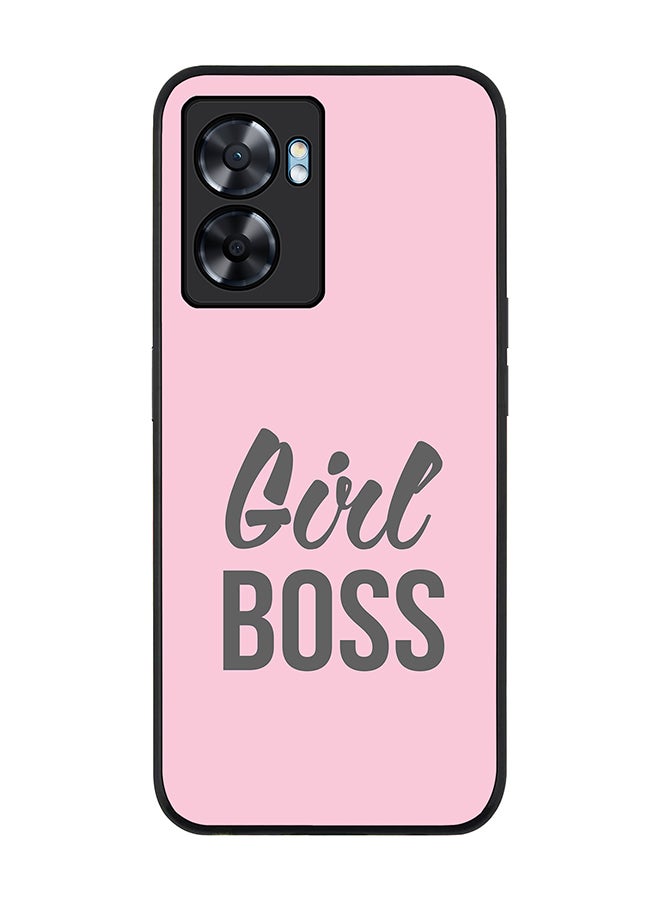 Stylizedd Rugged Black edge case for Oppo A77 5G / Oppo A57 5G, Slim fit Soft Case Flexible Cover - Girl Boss (Pink) - Image 1