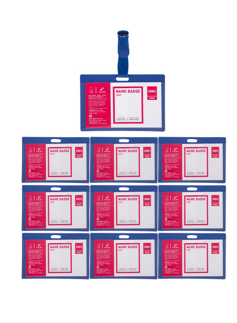 Deli حامل شارة الاسم 10 قطع مع مشبك أزرق - Image 1