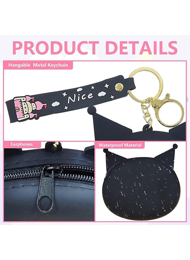 Generic KUROMi Coin Bag Keychain, Lovely KeyChain Wallet, Cartoon Animal Silicone Coin Purse with Zipper, Kuromi Accessories for Girls Handbag Car Pendants  - Image 3