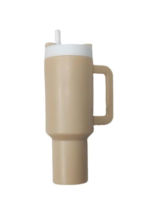 Doll House Accessories: Miniature 40 oz Tumbler Cup Model with Handle, Drink Cup for Dolls, Miniature Cups for Dollhouse, Simulation Crafts DIY (Beige) - Image 1