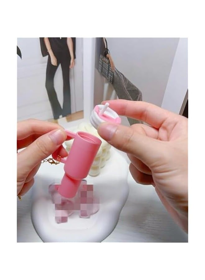 Doll House Accessories: Miniature 40 oz Tumbler Cup Model with Handle, Drink Cup for Dolls, Miniature Cups for Dollhouse, Simulation Crafts DIY (Beige) - Image 3