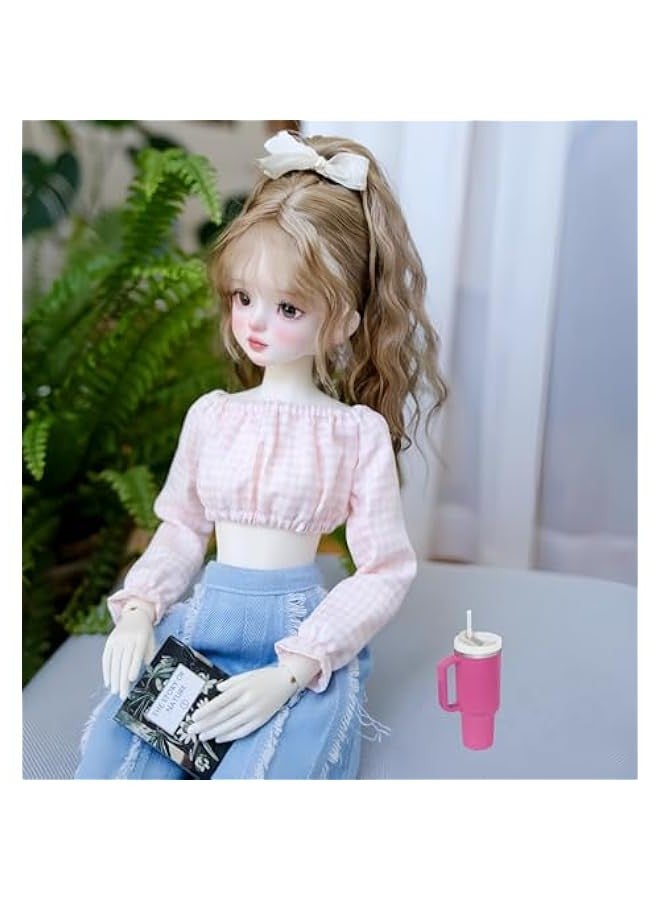 Doll House Accessories: Miniature 40 oz Tumbler Cup Model with Handle, Drink Cup for Dolls, Miniature Cups for Dollhouse, Simulation Crafts DIY (Beige) - Image 5