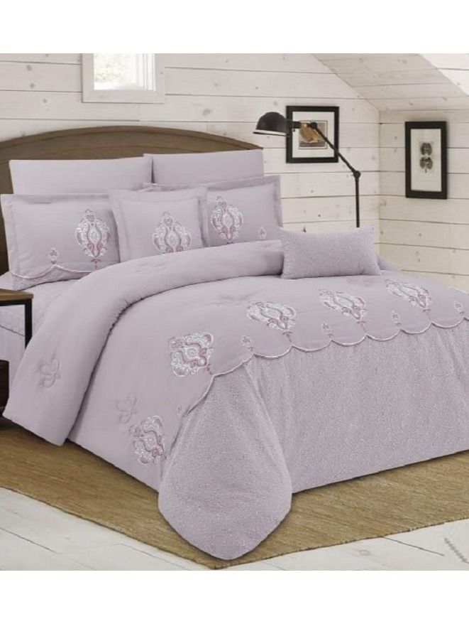 هورس مفرش صيفي من الماكروفيبر الفاخر مطرز مناسب لمقاس سرير مزدوج 200×200 سم من هورس مكون من 8قطع 350 غرزة - Image 1