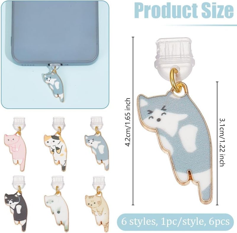 KASTWAVE 6-Pack Cute Cat Charm Dust Plugs for Type C Port, 1.7 inch Long Anti-Dust Plugs with Pendant, USB-C Port Protector Cap for Most Type C Phones and Mobile Devices (Colorful) - Image 3