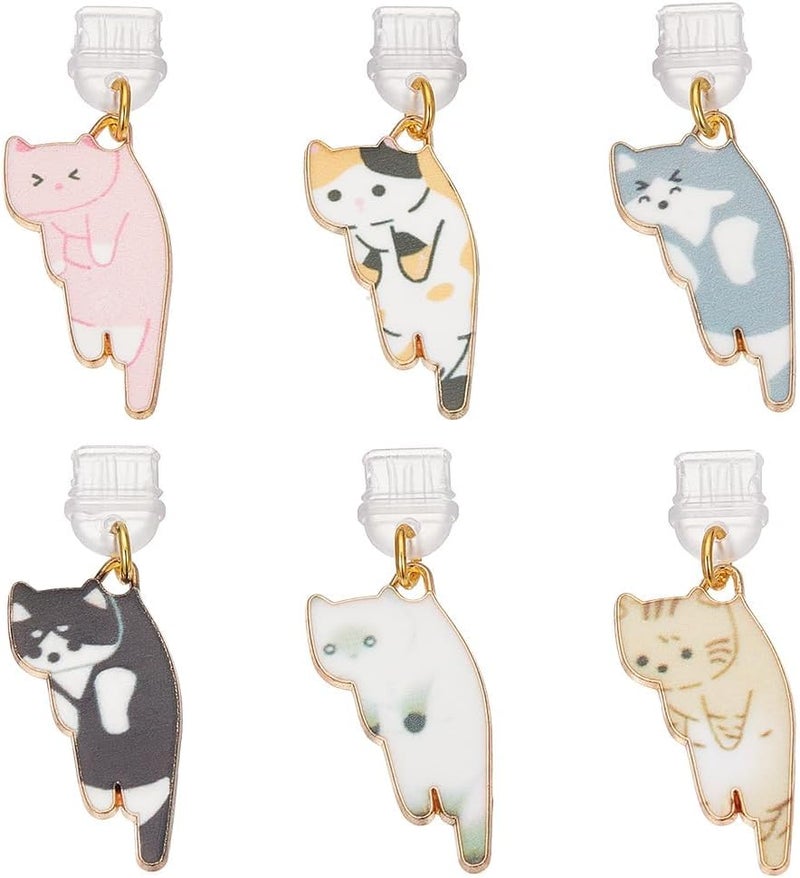KASTWAVE 6-Pack Cute Cat Charm Dust Plugs for Type C Port, 1.7 inch Long Anti-Dust Plugs with Pendant, USB-C Port Protector Cap for Most Type C Phones and Mobile Devices (Colorful) - Image 1