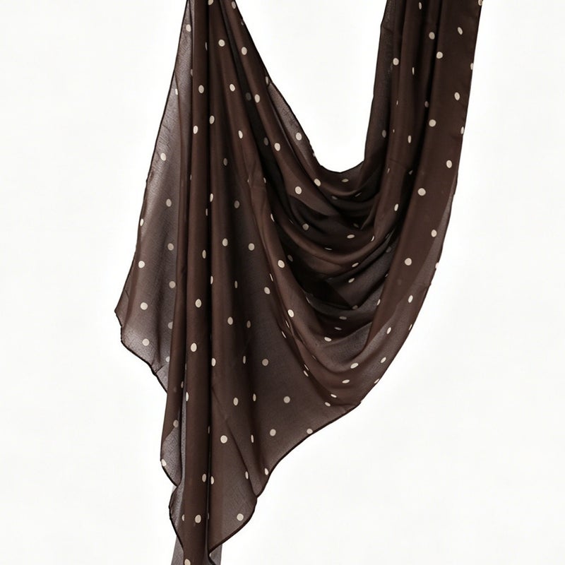 New Polyester-Cotton Polka Dot Printed Women's Long Scarf Shawl - Classic Fashionable Versatile Head Wrap 180x80cm